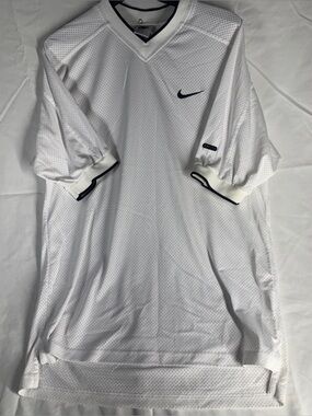 Vintage Nike White Mesh V-Neck Jersey with Black Trim